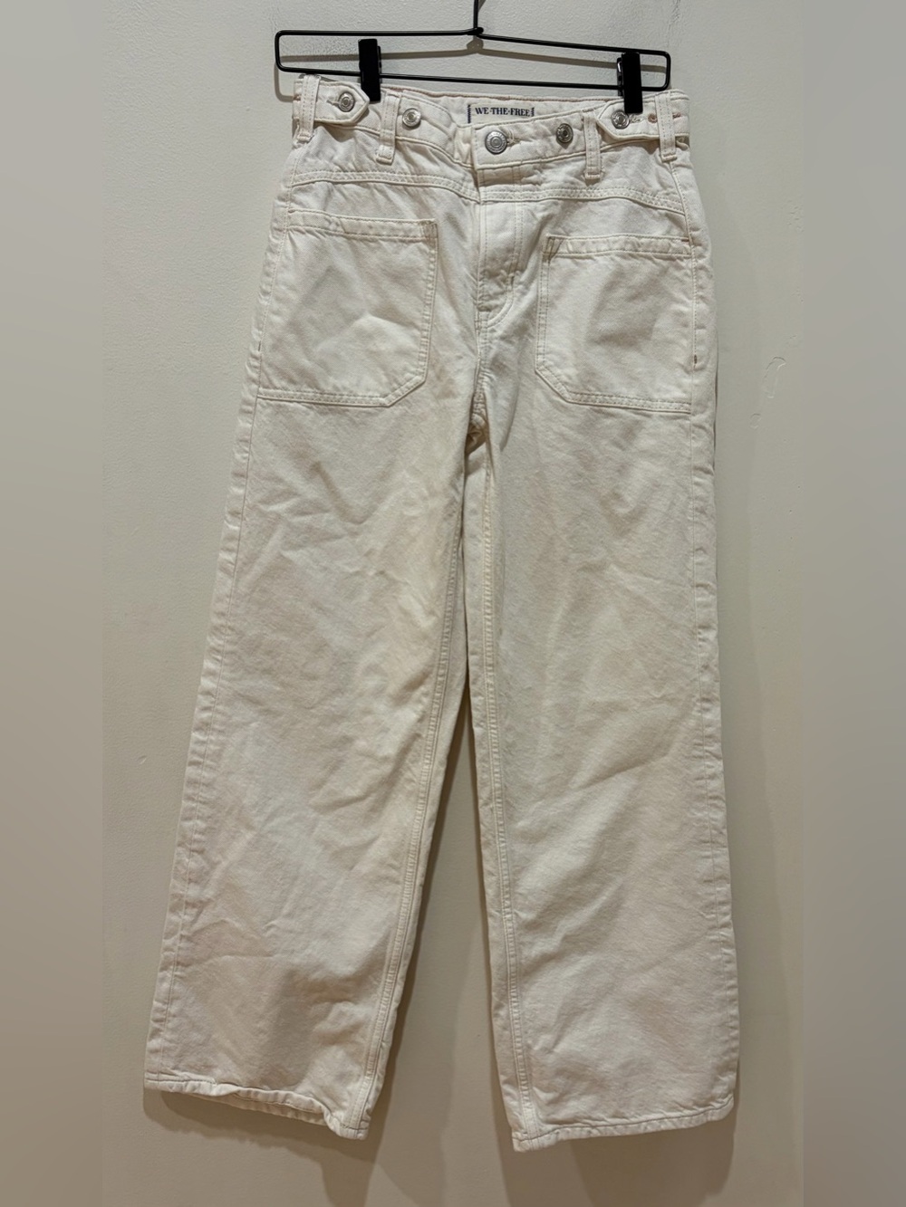 We The Free by Free People Palmer Cuffed Jeans in Eggshell White - Women’s 24